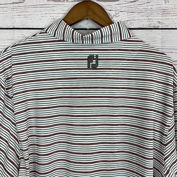 FJ Foot Joy Polo Shirt Mens Large Striped Embroidered Logo Stretch Golf Casual - Picture 5 of 11